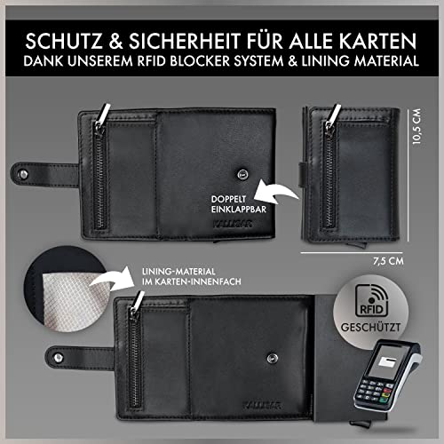 Pop up portemonnee creditcardhouder met muntvak portemonnee mini portemonnee van echt leer zwart RFID-bescherming - Image 4