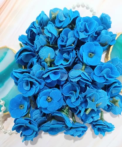 Image of VRB DecTM 50 Pcs Artificial Fabric Rose Fake Flowers Water Floating Flowers,Festival and Events, Home, Table, Bedroom, Pooja Room Decoration Items and DIY. (Sky Blue)