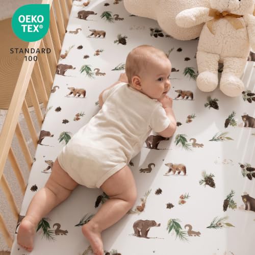Image of david's kids 3 Pack Fitted Crib Sheets, Ultra Soft Breathable Comfortable Baby Sheet Set for Boys Girls Neutral, 28x52 Inch Fits Standard Crib and Toddler Mattresses, Woodland Animals