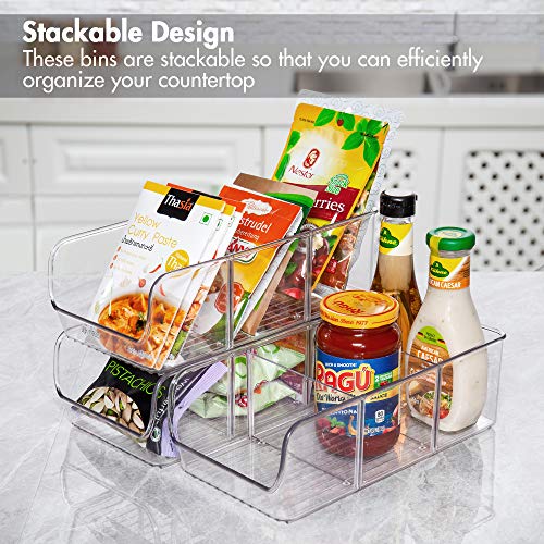 image for YIHONG Food Packet Organizer Bins for Pantry Organization, 4 Pack Plas