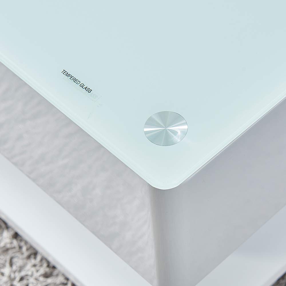 Modern White High Gloss Coffee Table with 2 Storage Drawers Living Room