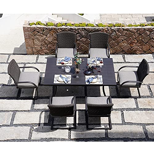 Grand Patio 6 Piece Outdoor Wicker Dining Chairs, All-Weather Spring Patio Furniture Dining Chairs Set Of 6 With Cushions For Garden Pool Backyard Lawn, Grey #TOP2