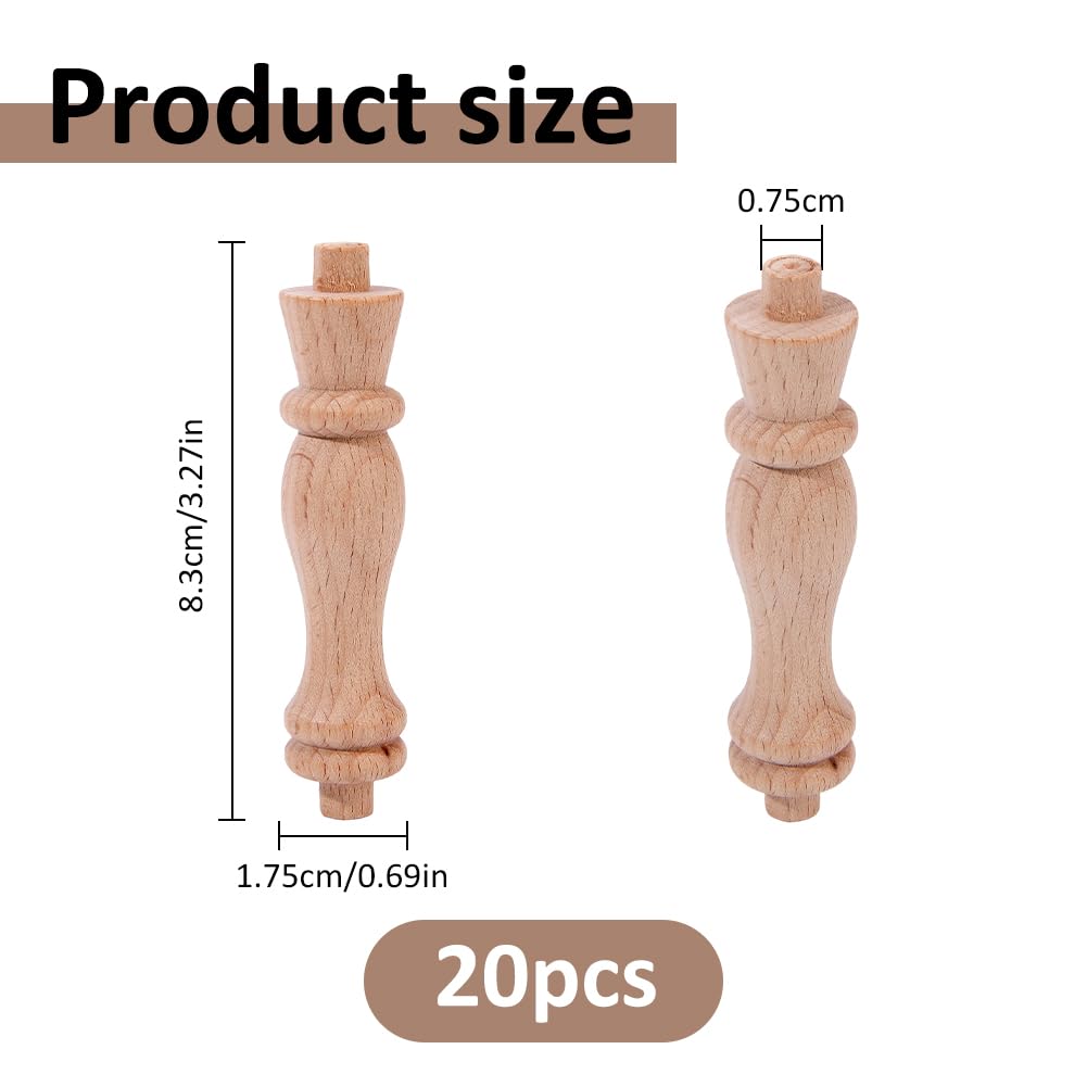 SUPERFINDINGS 20 mini balaustre decorative in legno, 8,9 x 1,7 cm, mandrini in legno non verniciato, mandrini per fai da te, mobili, ringhiere, artigianato, modellismo, decorazione, riparazione