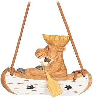 Moose in Canoe Carved Ornament