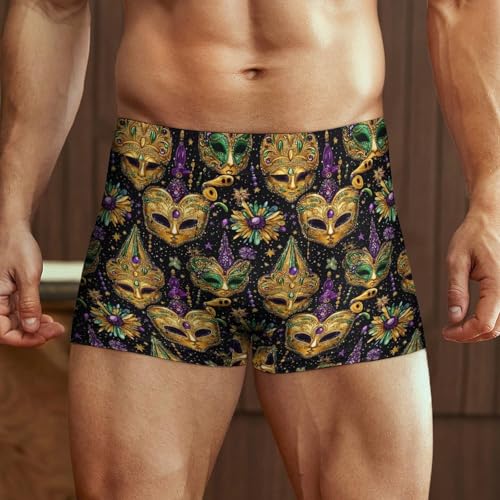 Golden Masquerade Pattern Print Mens Underwear, Soft Boxers for Men, Moisture-Wicking Breathable Boxer Briefs2