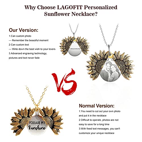 lagofit Personalized Sunflower Gifts for Women You are My Sunshine Necklace Sunflower Necklace with Picture Inside Customized Photo Locket Necklace for Women Mom4