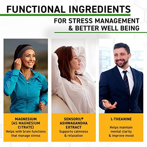 Magnesium Gummies - Citrate Stress Zen Gummies W L Theanine(30Ct) - Gummies W L Theanine - Vegan Sensoril Ashwagandha Gummies For Calm Support - Gluten-Free Magnesium Supplement, Green Apple Flavor #TOP4