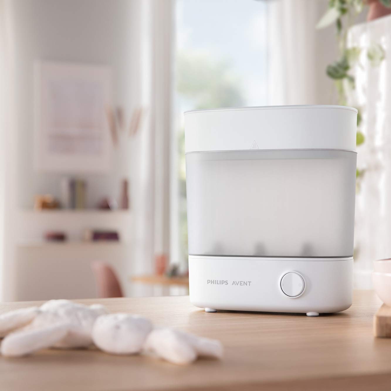 Philips Avent SCF291/00 Sterilisator für bis zu 6 Babyflaschen, Sauger und Zubehör, Vaporisator Baby mit modularem Design, weiß & SCF149/00 Trockenständer, weiß/blau