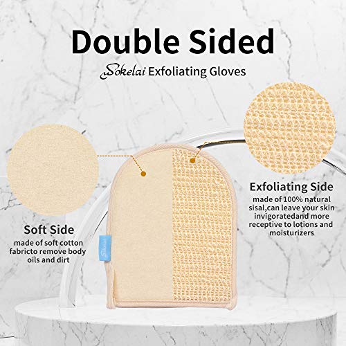 Loofah Mitt Shower Glove - Exfoliate Bath Gloves Body Scrubber For Exfoliating, Loofa Mittens For Men Women, Double-Sided Luffa Sponges Facial Body Pads For Bathing Spa Massage With Hanging Ring #TOP1