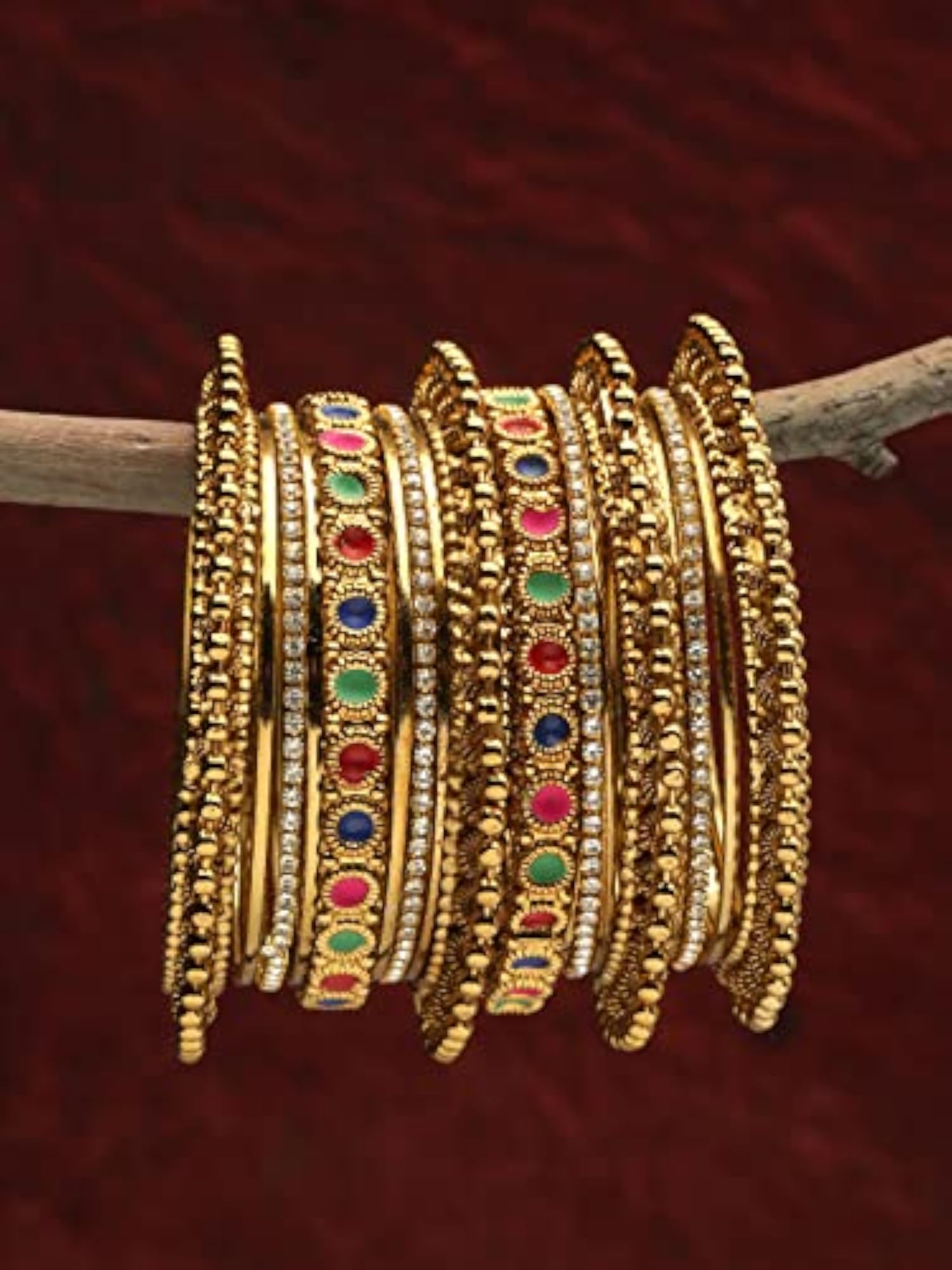 Antique Plated Traditional Bangle Set of 18