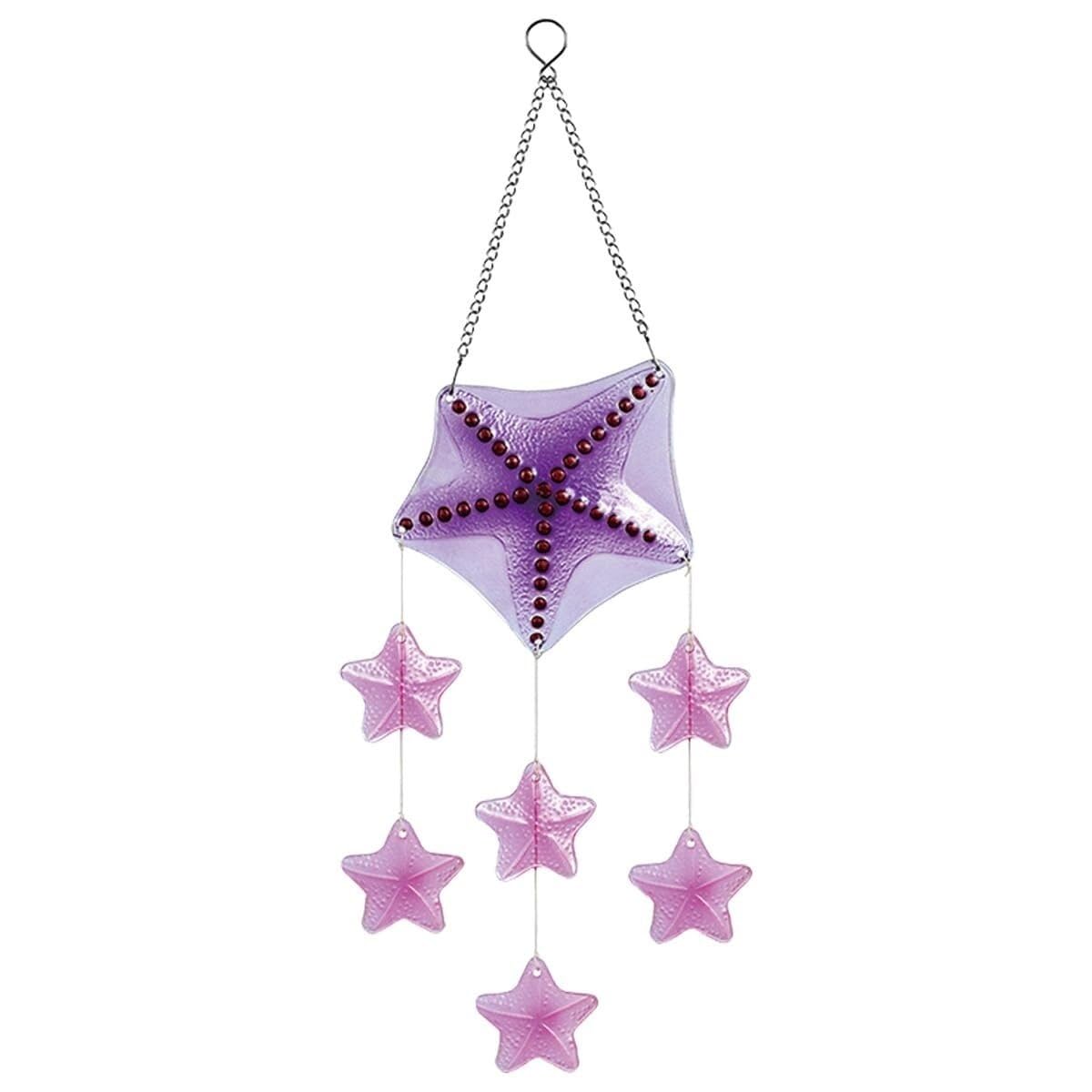Wind Chime Sailboat Starfish Turtle Wind Chimes Glass Decorations With Marine Theme Ocean Window Hanging Windchime(Starfish)