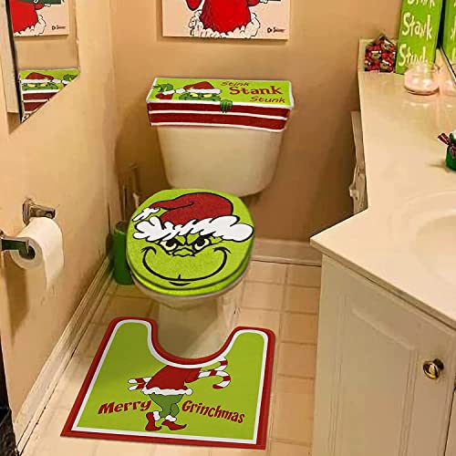 RHESHINE Weihnachts-Badezimmer-Dekorationssets, 4-teiliges Weihnachts-Badewannen-Dekor, inklusive WC-Deckelbezug… – Bild 4