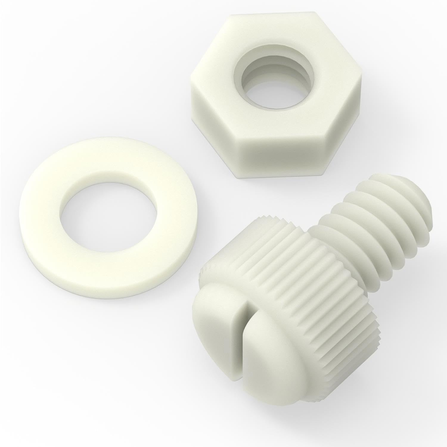 50x Natural, Nylon Plastic, Thumbscrews, M6 x 10mm, knurled, Nuts, Washers & Bolts
