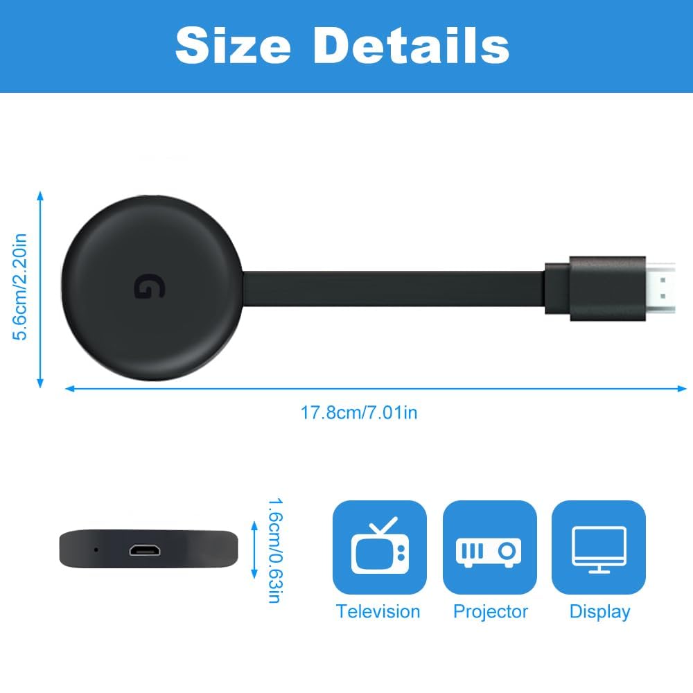 4K Full HD Miracast HDMI Dongle, 1080P bezprzewodowy adapter HDMI, 5G Miracast Dongle, wyświetlacz WiFi do urządzeń z systemem Android/iOS/Windows, tablet, HDTV/monitor/projektu