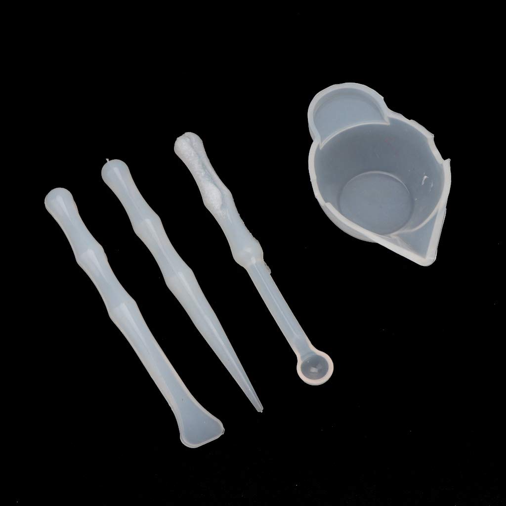 Maxtonser 4Pcs Silicone Mixing Cups Measuring Cups Stirrers Spoon Scraper For Resin Mold Resin Jewelry Making Tools