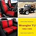 GIANT PANDA Neoprene Seat Covers for Jeep Wrangler YJ (1992-1995), Neoprene Waterproof Seat Covers, Foam Padded for Full Set, Front & Rear Seat Covers(Black + Red)