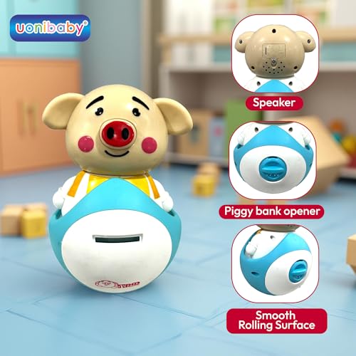Image of Uonibaby by StarAndDaisy Musical Bunny Piggy Bank Toy for Kids , Roly Poly Self-Balancing Coin Bank , Baby Money Saving Box with Opener | Fun Piggy Bank Gift for Toddlers - Piggy