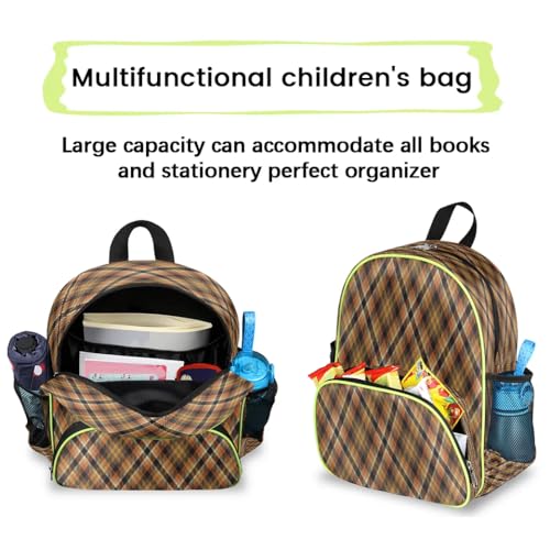 Sac à dos rétro écossais TropicalLife pour enfants, grand cartable d'école L