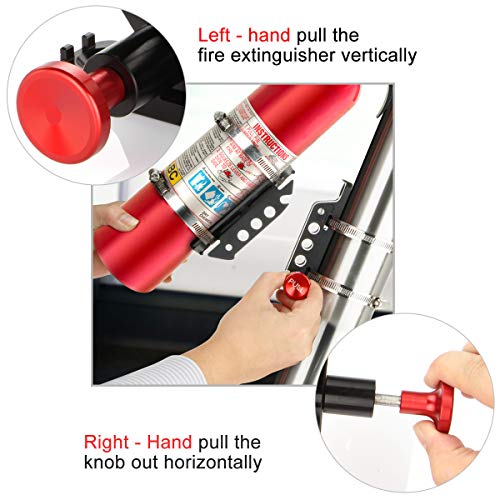 Adjustable Fire Extinguisher Mount Holder with 4 Clamps Quick Release Fire Extinguisher Bracket for Wrangler JK TJ CJ Rubicon JL UTV Polaris RZR Ranger (Aluminum)