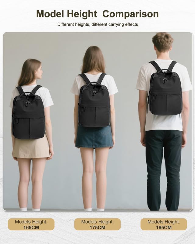 Black Laptop Work Backpack for Women - 15.6 Inch Laptop Compartment, Lightweight Waterproof Large Travel Backpack for College, Nurse & Teacher - Image 4