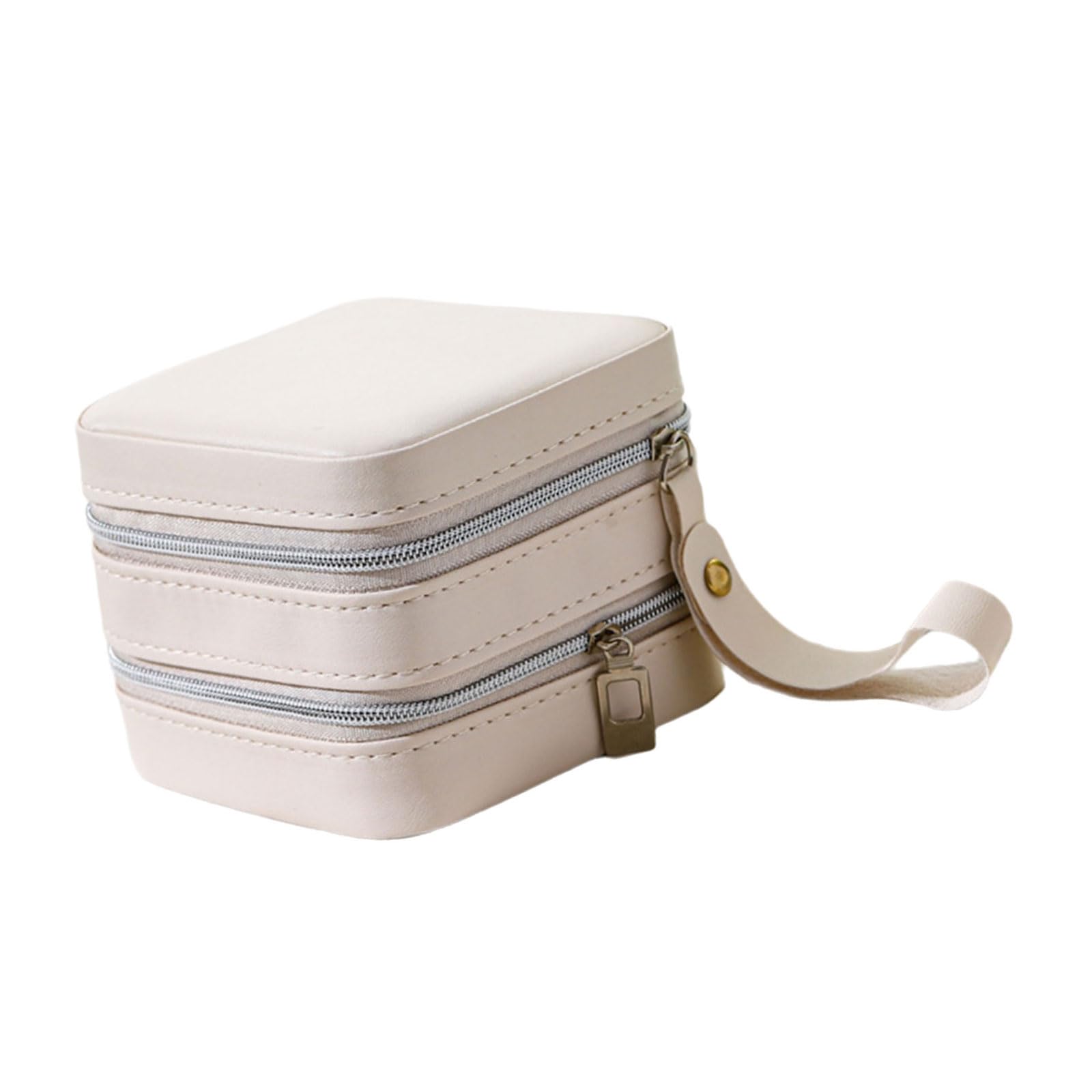 Meibaoge Women's White Unique Pu Leather Jewelry Box For Travel Pu Leather Miniature Jewelry Case Portable Travel Organizers For Small Trinkets