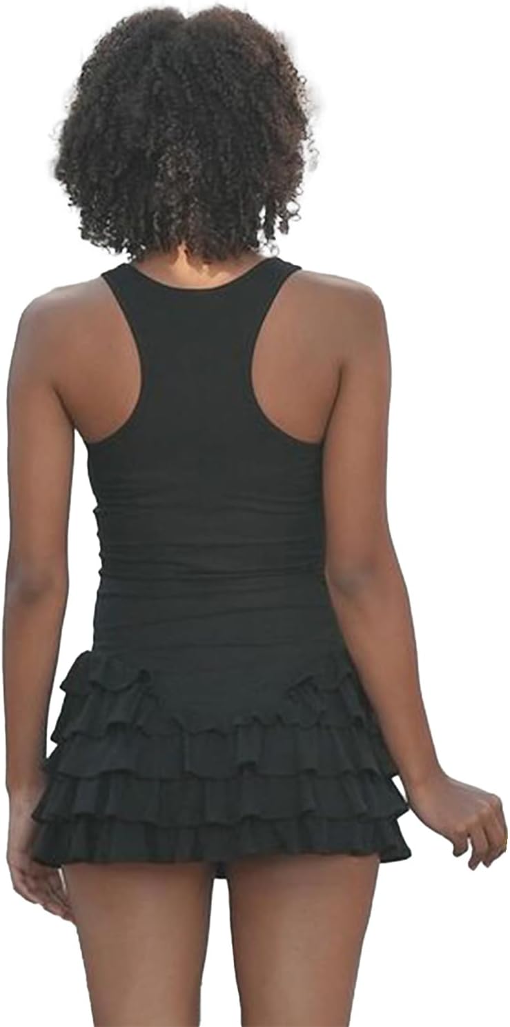 Women's Summer Frill Rank Dress Sleeveless Bodycon Tiered Ruched Dress Skim Hem Dress - Image 2