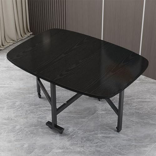 Moderna mesa de comedor extensible de madera con 6 ruedas, ahorra espacio, mesa de cocina y sala de estar, 120 x 70 cm, perfecta para espacios pequeños, diseño versátil