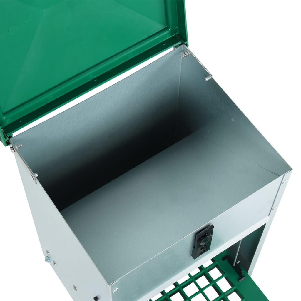 Geflügel-Futterautomat Feedomatic mit Pedal aus verzinktem Blech 12 kg Fassungsvermögen 33,5x23x50 cm rutschfest für automatisches Füttern von Haustieren und Kleintieren