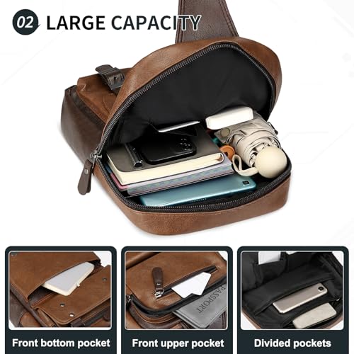 Image of Convertible Sling Bag Crossbody Backpack, Bags with Headphone Jack Shoulder Bag