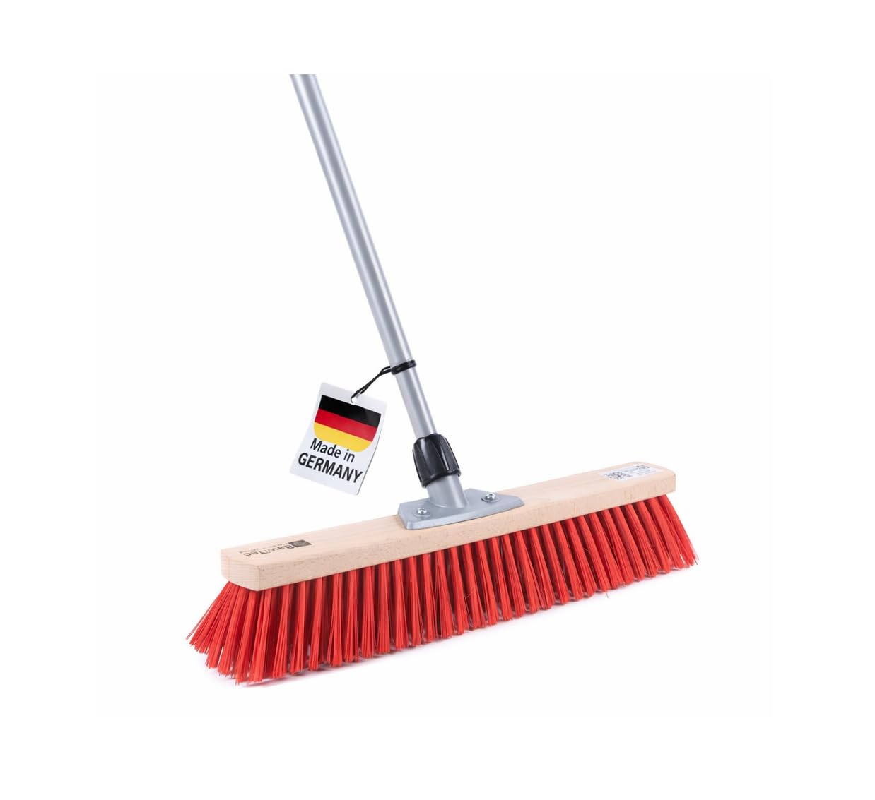 Profi Straßenbesen 50cm Breit mit Teleskopstiel rote Borsten Besen Stiel | Metall-Teleskopstiel, Verstellbar 100cm - 200cm, Ausziehbar, Stabiler Kehrbesen für Draußen