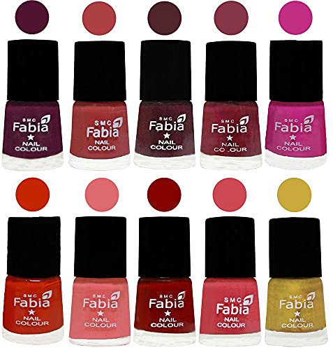 Image of ALL IN ONE (PACK OF 10), Long Lasting Glossy Nail Polish, 6 ml Each, All Vibrant Colours,02233