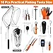 RoundFunny 10 Pcs Fishing Tool Kit, Easter Gift Basket, Fishing Pliers with Lanyard and Protective Sheaths, Landing Net, Fillet Knife, Fish Scale, Gripper, Hook Remover, Braid Scissors, Gloves(Orange)
