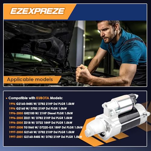 Image of Ezexpreze 18417 New Starter for Kubota D722 D782 18 20 21 Series Diesel Engines 1996-2013 OE#:1G023-63010 1G023-63011 67980-31151 1G02363010 1G02363011 6798031151 2280005910 2280005911 SND0338