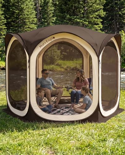 Mars Explo Screen Pop Up House Room Tent, Canopy Sun Shade Shelter for Patio, Backyard, Deck & Outdoor Activities, Portable Gazebo, Not Waterproof, 10'x10', Brown - Image 7