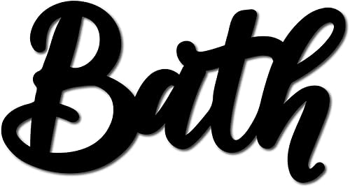 CREATCABIN Letrero de madera para baño, decoración de baño, letras negras cortadas con láser, arte de pared rústico sin terminar, decoración