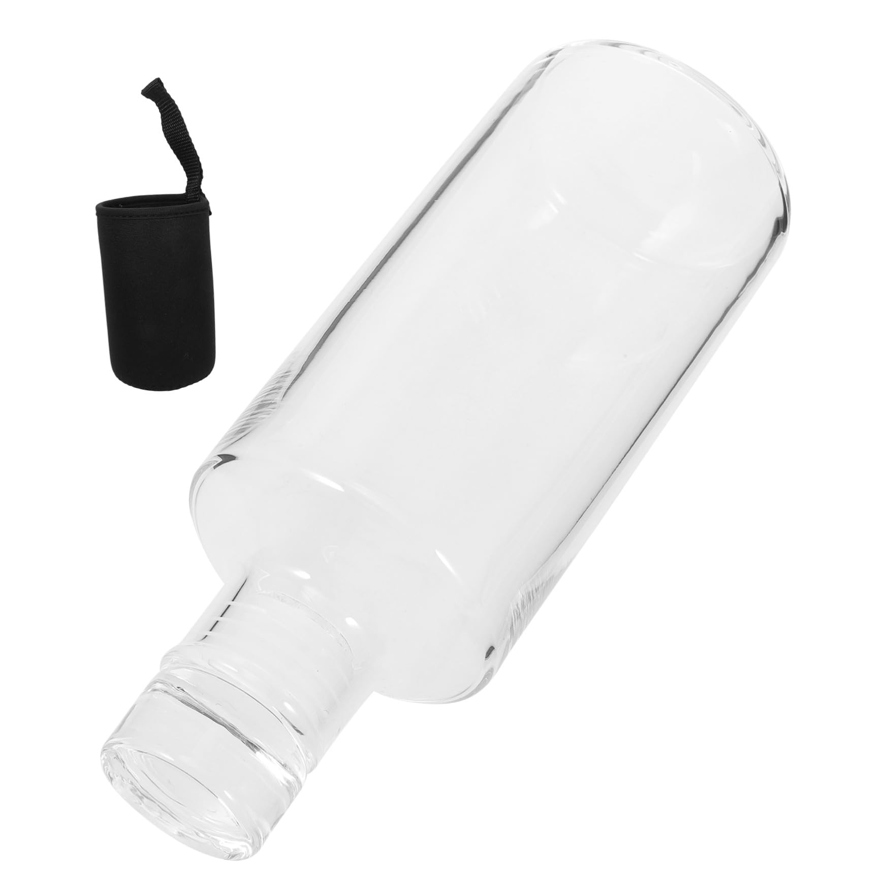 Bouteille en verre transparent plat antidérapant avec couvercle hermétique