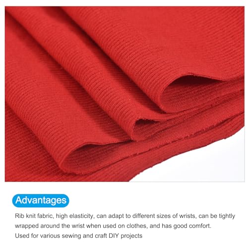 Image of MECCANIXITY 39 inch Elastic Cuffs Ribbed Trims Cotton Fabric Knit Rib Stretch Tape Cuff Sleeve Waistband for Sewing, 8 inch Wide Red