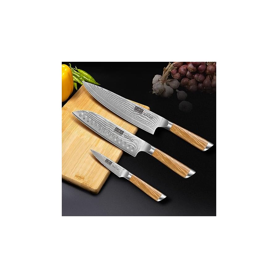 Damascus-Kitchen-Knife-Set-3-Piece-Ultra-Sharp-8-Chef-Knife-7-Santoku-Knife-375-Paring-Knife-Professional-VG-10-Damascus-Super-Steel-Chef-Knife-Set-with-Ergonomic-Handle HOSHANHO Damascus Kitchen Knife Set 3-Piece, Ultra Sharp 8" Chef Knife, 7" Santoku Knife, 3.75" Paring Knife, Professional VG-10 Damascus Super Steel Chef Knife Set with Ergonomic Handle