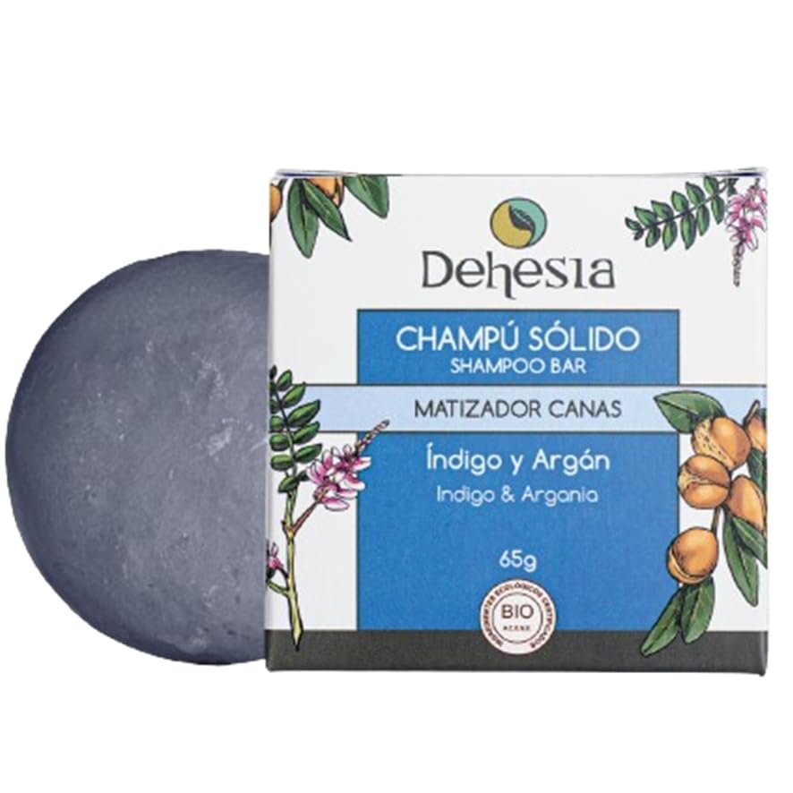 Champu Solido Matizador de Canas indigo y Argan Bio 65gr