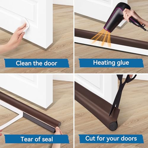 Image of MAXTID Under Door Draft Stoppers Brown 36 Inch Door Draft Blocker Draft Stoppers for Bottom of Doors Seal Gap Reduce Wind /Breeze, Cold Air, Dust, Smoke, Door Seal Strips Sweeps