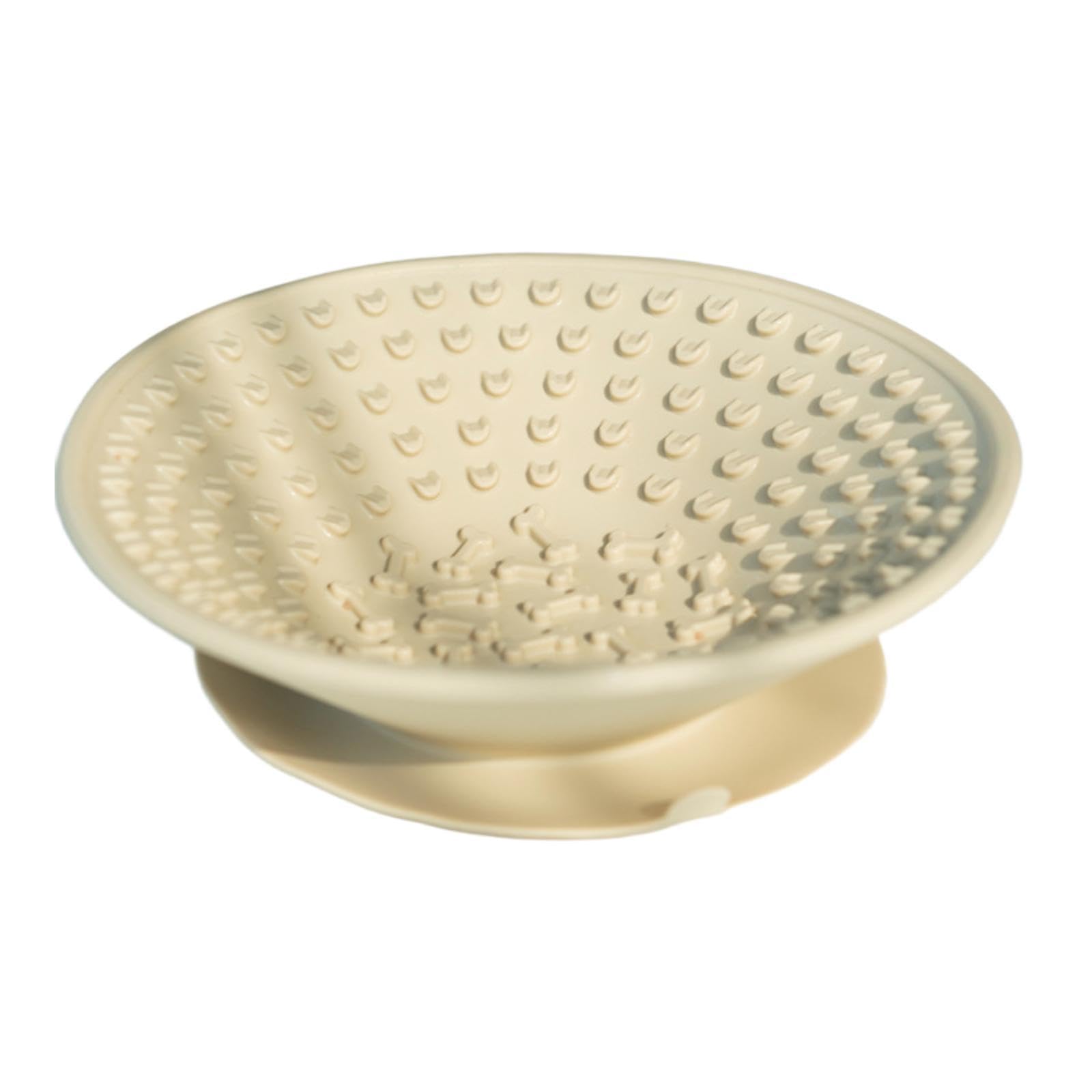 F Fityle Gamelle Chien Gamelle Léchage Chien Gamelle Anti Glouton Gamelle Distributeur Friandises Silicone Antidérapant Favorise Alimentation Lente Base Arrond, Beige