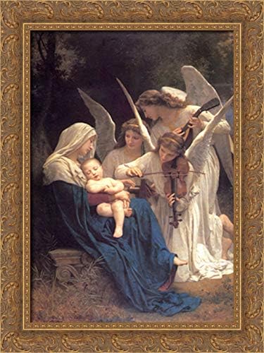 Song Of The Angels 18x24 Gold Ornate Wood Framed Canvas Art by William Adolphe Bouguereau
