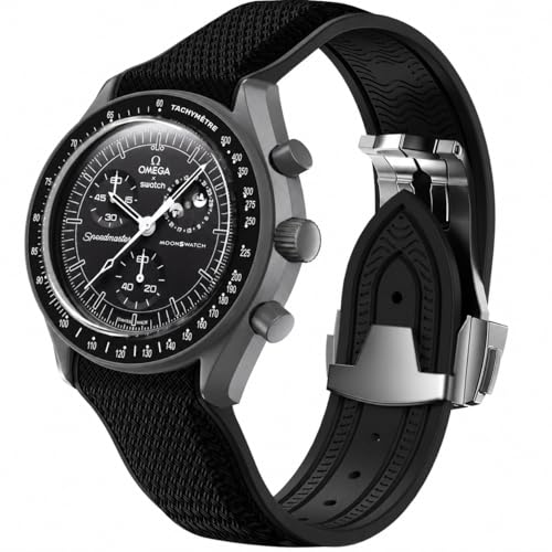 Image of Strap for Omega x Swatch MoonSwatch Watch 20mm,Folding Buckle Band Compatible Omega X Swatch Moonswatch Speedmaster,Curved No Gap Replacement Strap for Men Women