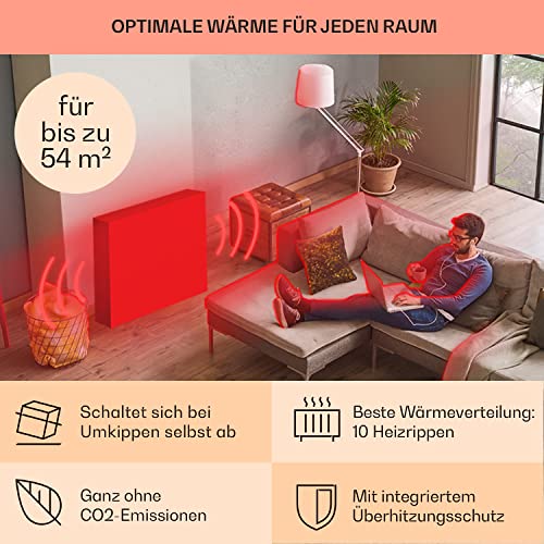 Klarstein Thermaxx Elevate Smart- Ölradiator Elektroheizung, 2720 W Leistung, bis 54 m², Temperaturbereich: 7- 35 °C, 24- h- Timer für On- Off- Funktion, Digital Display, Touch- Panel, schwarz-5