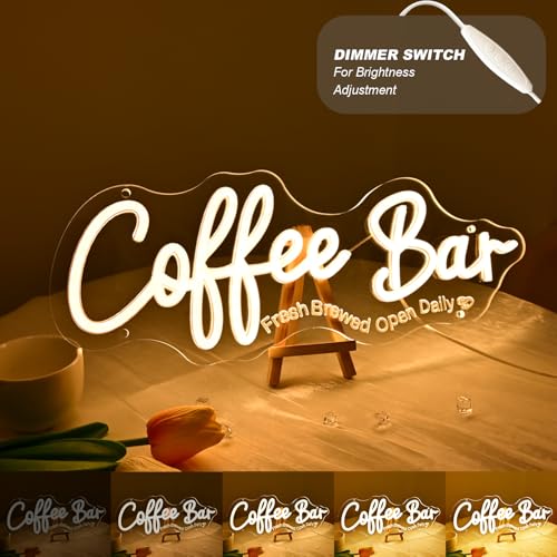 Image of Britrio Coffee Bar Neon Sign for Home Coffee Station Kitchen Wall Decor LED Light Up Business Neon Sign Cafe Shop Pub Counter Restaurants Window Display Birthday Party Decor 5V USB 15.75''