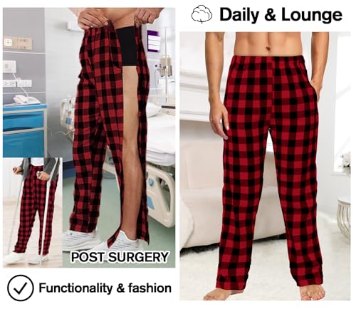 Unisex Tearaway Pajamas Post Surgery Recovery Tear Away Pants 2 Side Snap Open Bottom Loose Fit Pants with Pockets2
