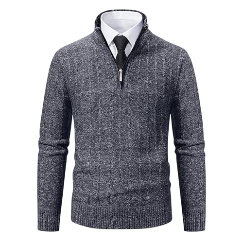Men's Quarter Zip Sweaters Stand Collar Pullover Casual Dress Sweaters Long Sleeve Knit Sweater Fall Winter Tops