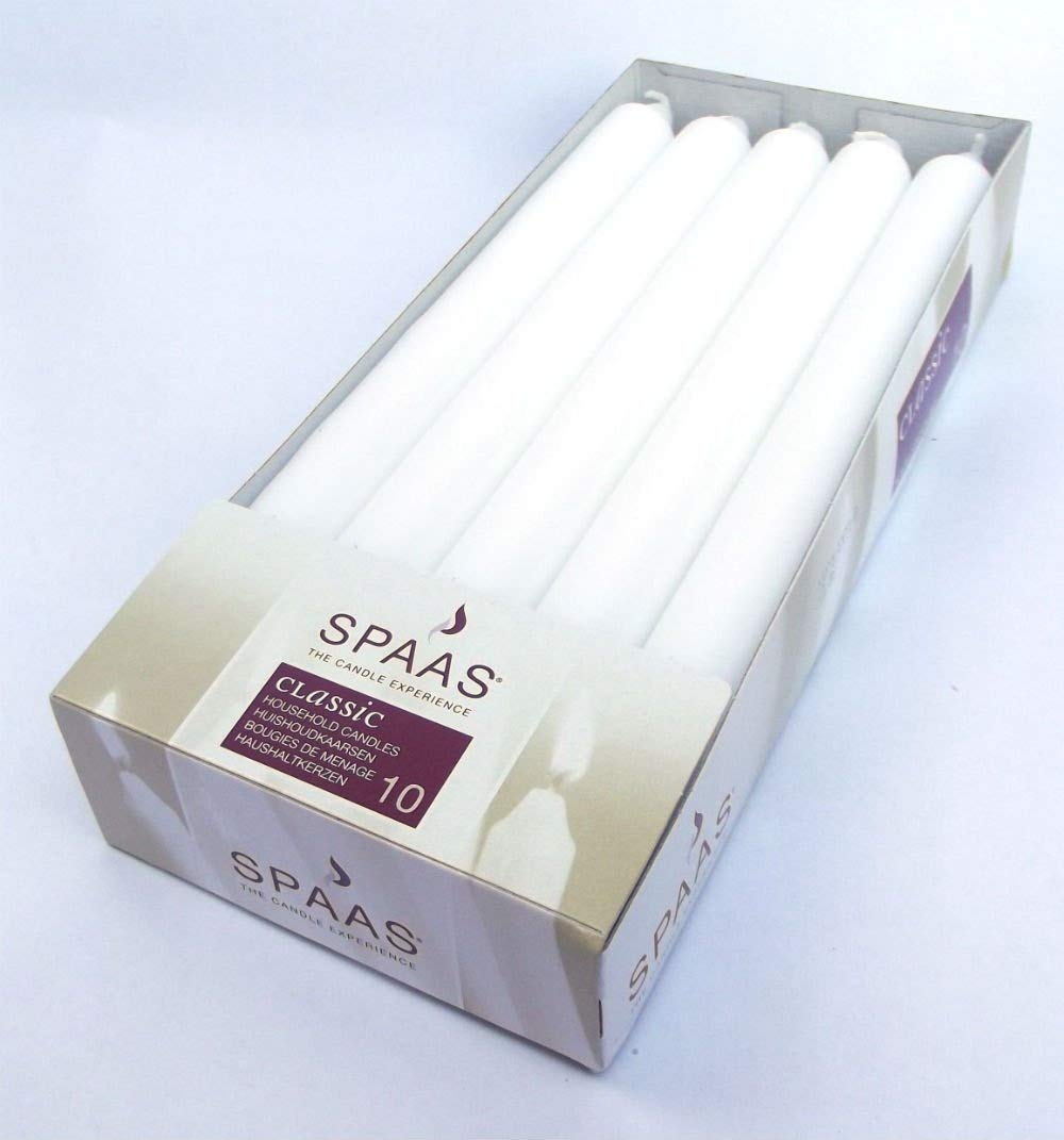Bougies de table blanches Spaas lot de 10 flambeaux classiques pour décoration 24cm