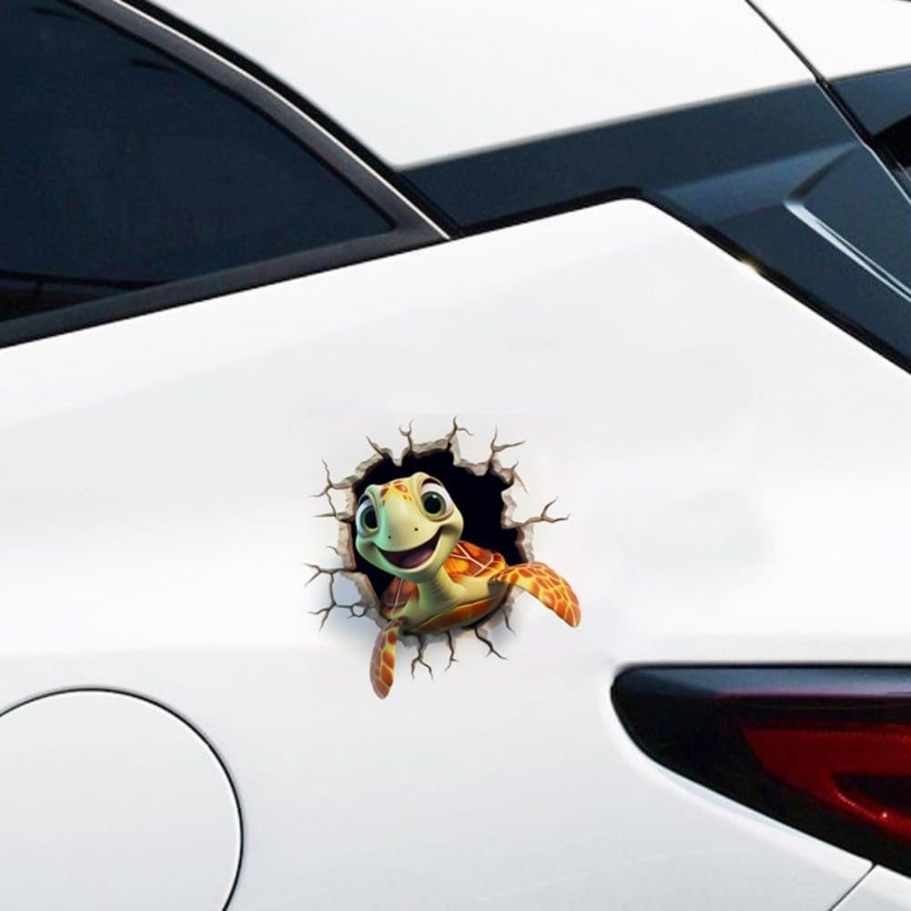 2pc Sea Turtle 3D Effect Car Sticker, 5.12"x5.12", Adhesive Funny Turtle Decal for Vehicle Windows, Walls, Laptops - Durable, Weatherproof Ocean - Themed Decoration |#AZ125 - Image 7