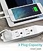 3-Outlet Power Strip with Safety Cover - 10FT, FosPower 3-Prong 1625W Grounded Wall Outlet with Extension Cord and 90 Degree AC Flat Plug Adapter, ETL Listed - White